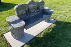 tree carved granite bench headstone in Nephi Utah